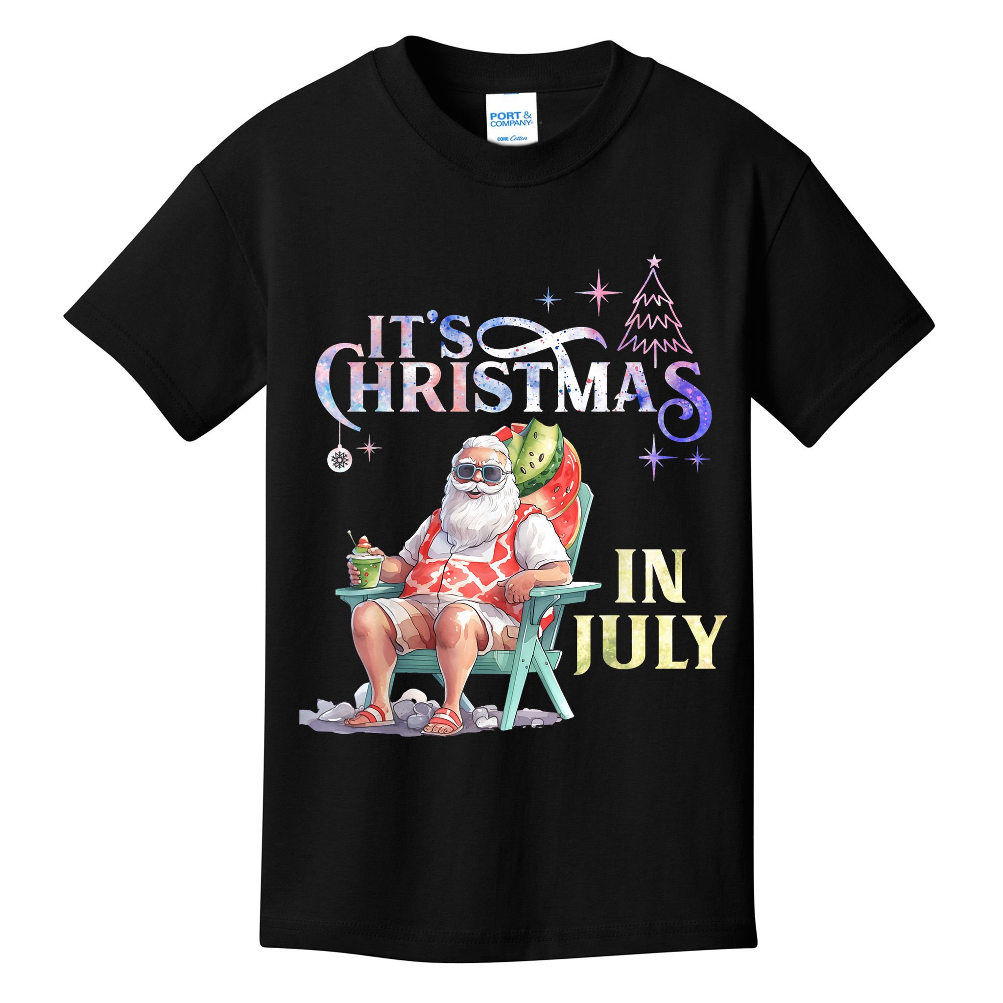 Christmas In July Santa Beach Summer Float Xmas Funny Christmas In July Shirts Kids T-Shirt