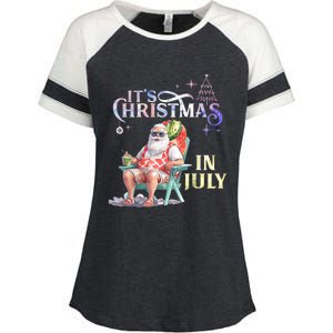 Christmas In July Santa Beach Summer Float Xmas Funny Christmas In July Shirts Enza Ladies Jersey Colorblock Tee