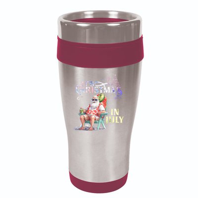 Christmas In July Santa Beach Summer Float Xmas Funny Christmas In July Shirts 16oz Travel Tumbler
