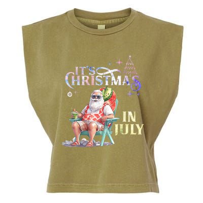 Christmas In July Santa Beach Summer Float Xmas Funny Christmas In July Shirts Garment-Dyed Women's Muscle Tee