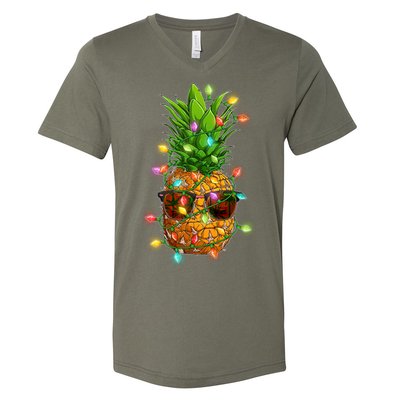 Christmas In July Tropical Vacation Pineapple V-Neck T-Shirt