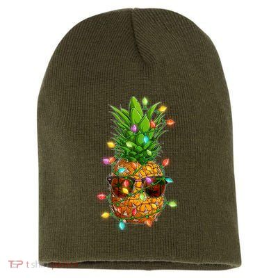 Christmas In July Tropical Vacation Pineapple Short Acrylic Beanie