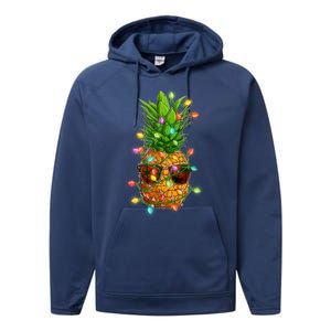 Christmas In July Tropical Vacation Pineapple Performance Fleece Hoodie