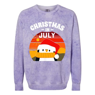 Christmas in July Summers Santa Penguin Colorblast Crewneck Sweatshirt