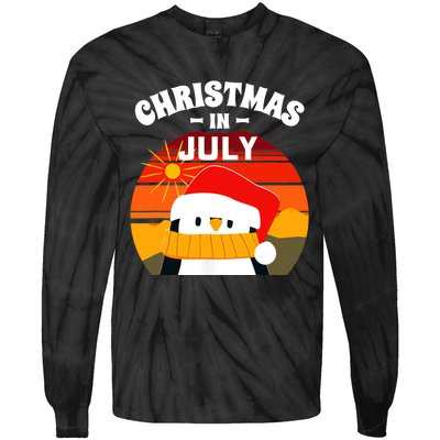 Christmas in July Summers Santa Penguin Tie-Dye Long Sleeve Shirt