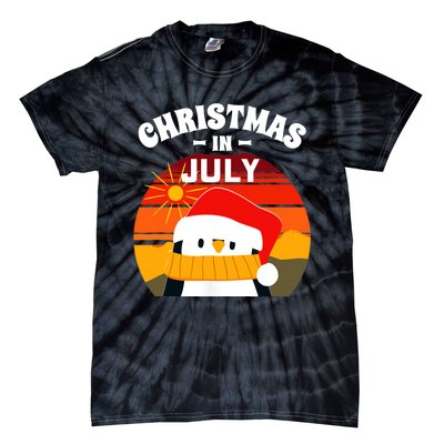 Christmas in July Summers Santa Penguin Tie-Dye T-Shirt