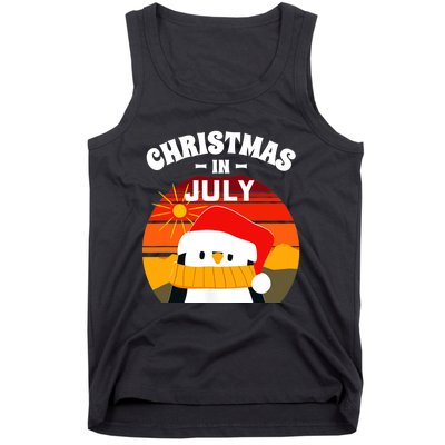 Christmas in July Summers Santa Penguin Tank Top