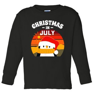 Christmas in July Summers Santa Penguin Toddler Long Sleeve Shirt