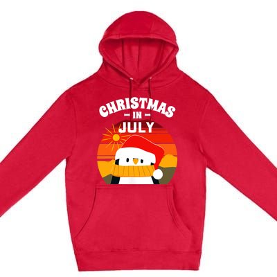 Christmas in July Summers Santa Penguin Premium Pullover Hoodie