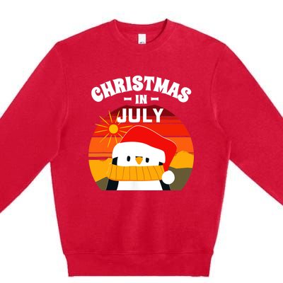 Christmas in July Summers Santa Penguin Premium Crewneck Sweatshirt