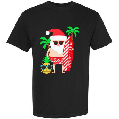 christmas in july party costume clothing santa surfing Garment-Dyed Heavyweight T-Shirt