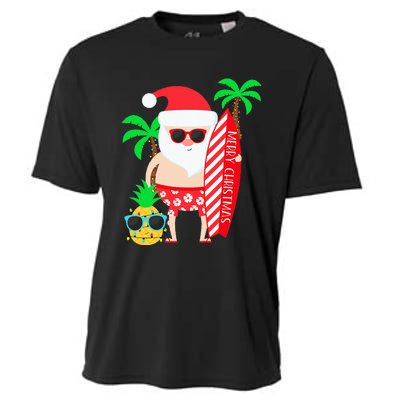 christmas in july party costume clothing santa surfing Cooling Performance Crew T-Shirt