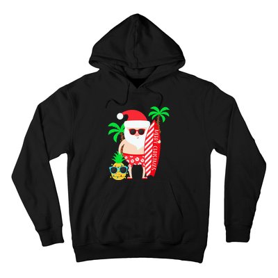 christmas in july party costume clothing santa surfing Hoodie