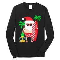 christmas in july party costume clothing santa surfing Long Sleeve Shirt