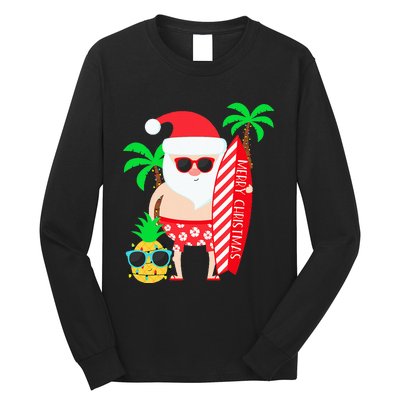 christmas in july party costume clothing santa surfing Long Sleeve Shirt