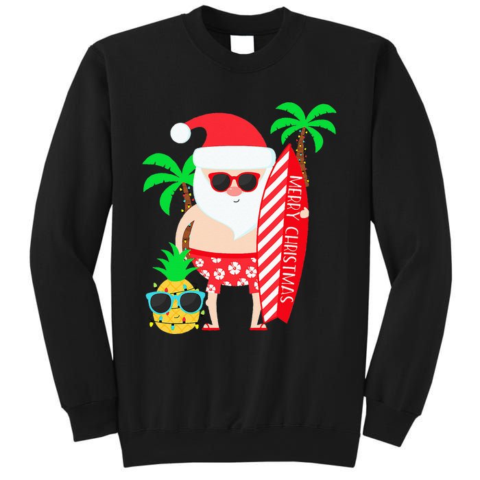 christmas in july party costume clothing santa surfing Sweatshirt