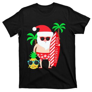 christmas in july party costume clothing santa surfing T-Shirt