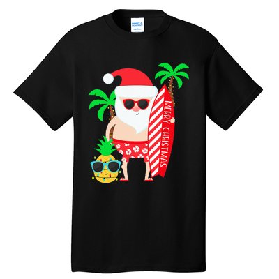 christmas in july party costume clothing santa surfing Tall T-Shirt