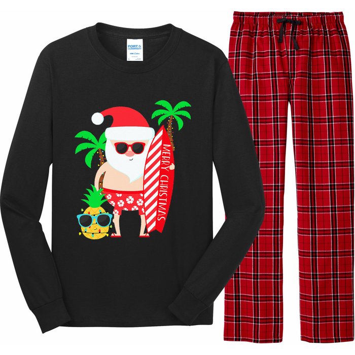 christmas in july party costume clothing santa surfing Long Sleeve Pajama Set