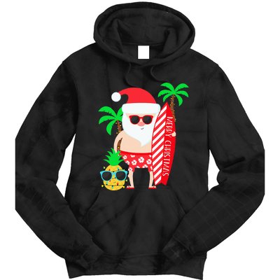 christmas in july party costume clothing santa surfing Tie Dye Hoodie