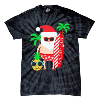 christmas in july party costume clothing santa surfing Tie-Dye T-Shirt