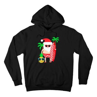 christmas in july party costume clothing santa surfing Tall Hoodie