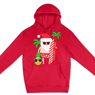 christmas in july party costume clothing santa surfing Premium Pullover Hoodie