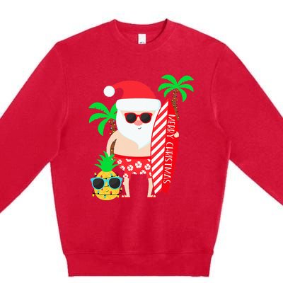 christmas in july party costume clothing santa surfing Premium Crewneck Sweatshirt