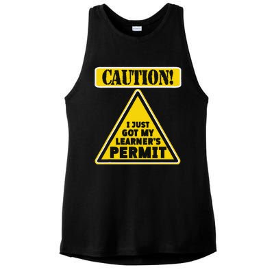 Caution I Just Got My LearnerS Permit Ladies PosiCharge Tri-Blend Wicking Tank