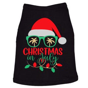 Christmas In July Santa Hat Sunglasses Summer Celebration Doggie Tank