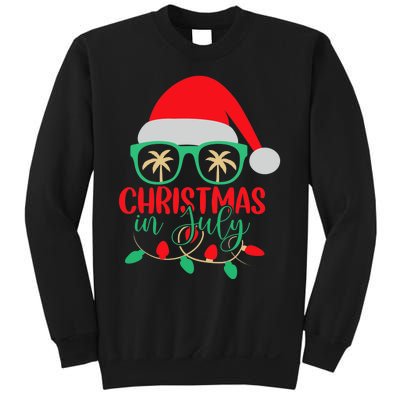 Christmas In July Santa Hat Sunglasses Summer Celebration Sweatshirt