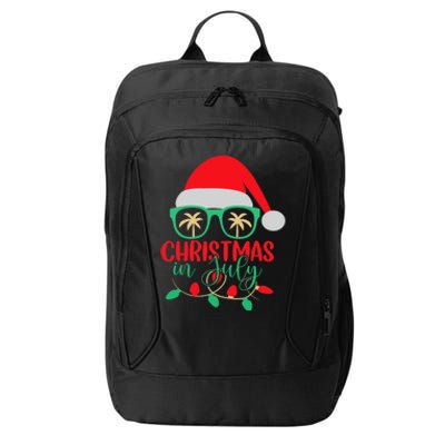 Christmas In July Santa Hat Sunglasses Summer Celebration City Backpack