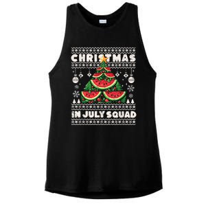 Christmas In July Squad Watermelon Xmas Tree Summer Ladies PosiCharge Tri-Blend Wicking Tank