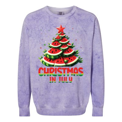 Christmas In July Watermelon Tree Summer Colorblast Crewneck Sweatshirt