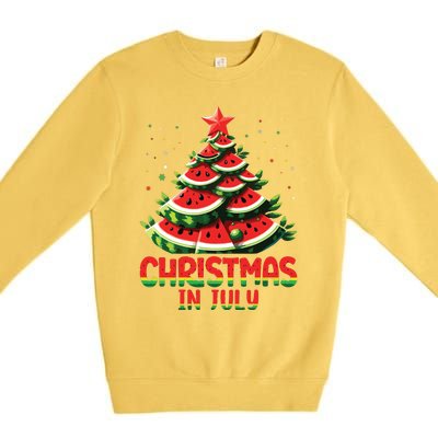 Christmas In July Watermelon Tree Summer Premium Crewneck Sweatshirt