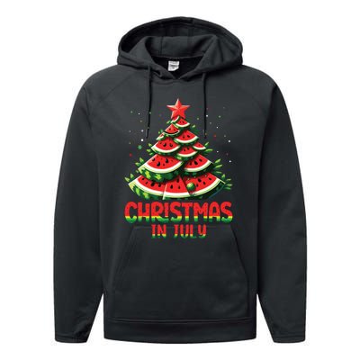 Christmas In July Watermelon Tree Summer Performance Fleece Hoodie