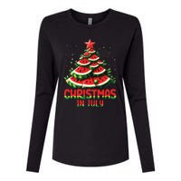 Christmas In July Watermelon Tree Summer Womens Cotton Relaxed Long Sleeve T-Shirt