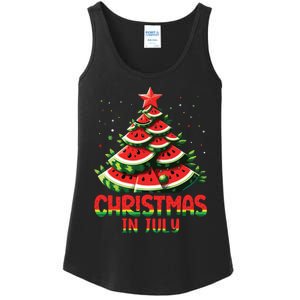 Christmas In July Watermelon Tree Summer Ladies Essential Tank