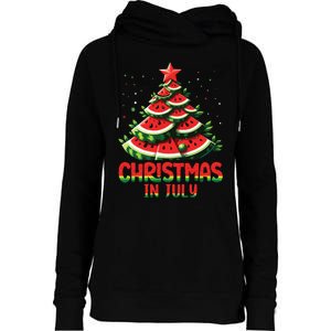 Christmas In July Watermelon Tree Summer Womens Funnel Neck Pullover Hood