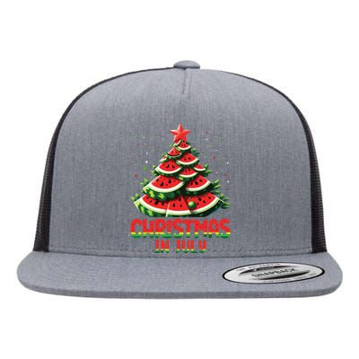 Christmas In July Watermelon Tree Summer Flat Bill Trucker Hat