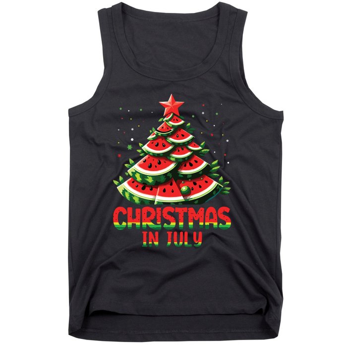 Christmas In July Watermelon Tree Summer Tank Top