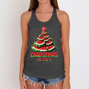 Christmas In July Watermelon Tree Summer Women's Knotted Racerback Tank