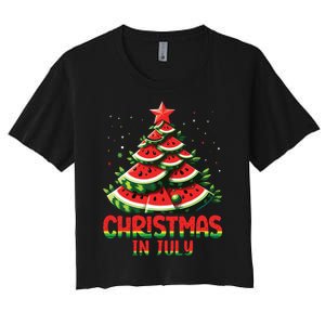 Christmas In July Watermelon Tree Summer Women's Crop Top Tee