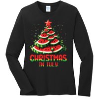 Christmas In July Watermelon Tree Summer Ladies Long Sleeve Shirt