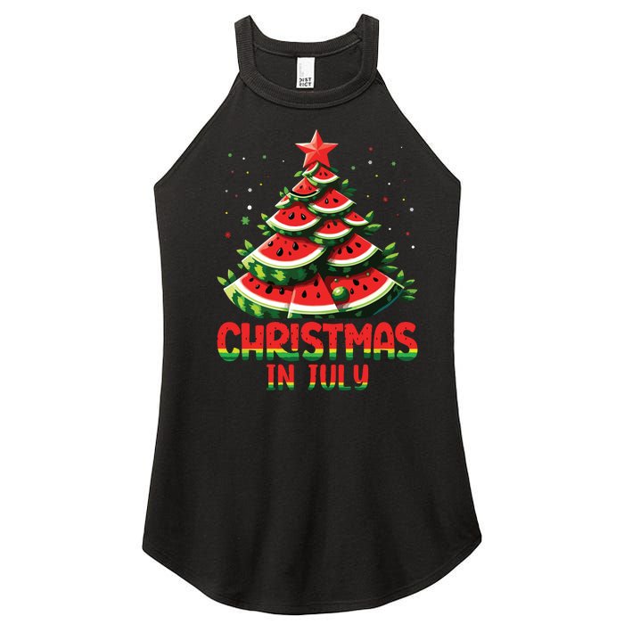 Christmas In July Watermelon Tree Summer Women's Perfect Tri Rocker Tank