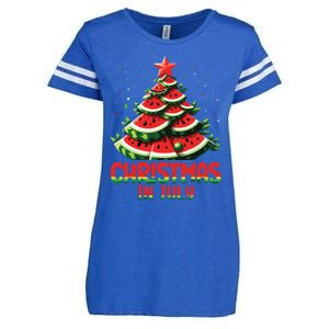 Christmas In July Watermelon Tree Summer Enza Ladies Jersey Football T-Shirt