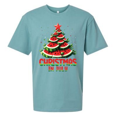 Christmas In July Watermelon Tree Summer Sueded Cloud Jersey T-Shirt