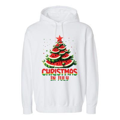 Christmas In July Watermelon Tree Summer Garment-Dyed Fleece Hoodie