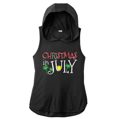 Christmas in July Merry Christmas Summer Funny Santa Ladies PosiCharge Tri-Blend Wicking Draft Hoodie Tank