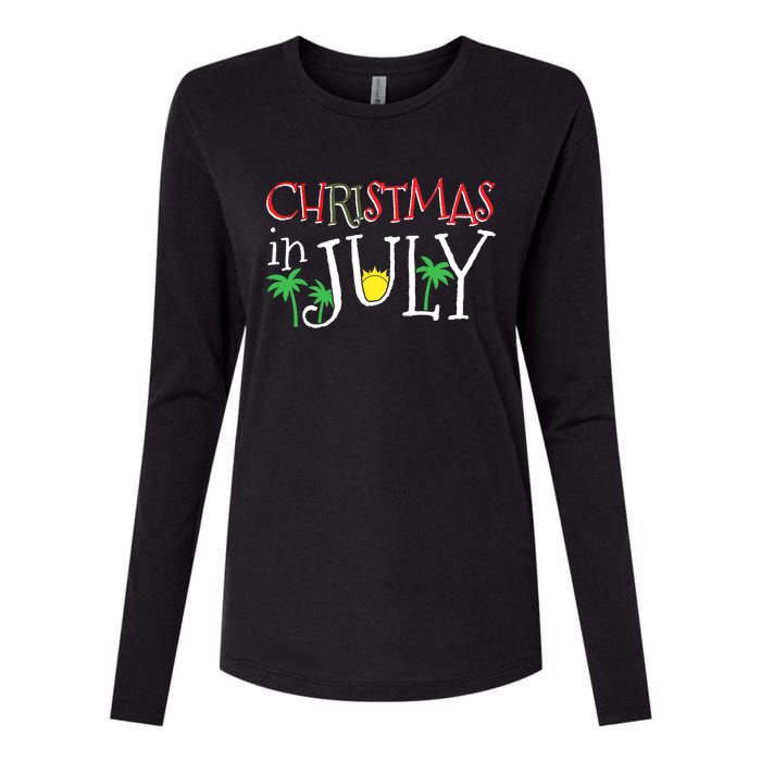 Christmas in July Merry Christmas Summer Funny Santa Womens Cotton Relaxed Long Sleeve T-Shirt